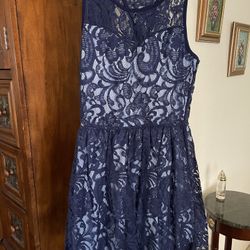 Two Tone Blue Lacey Dress
