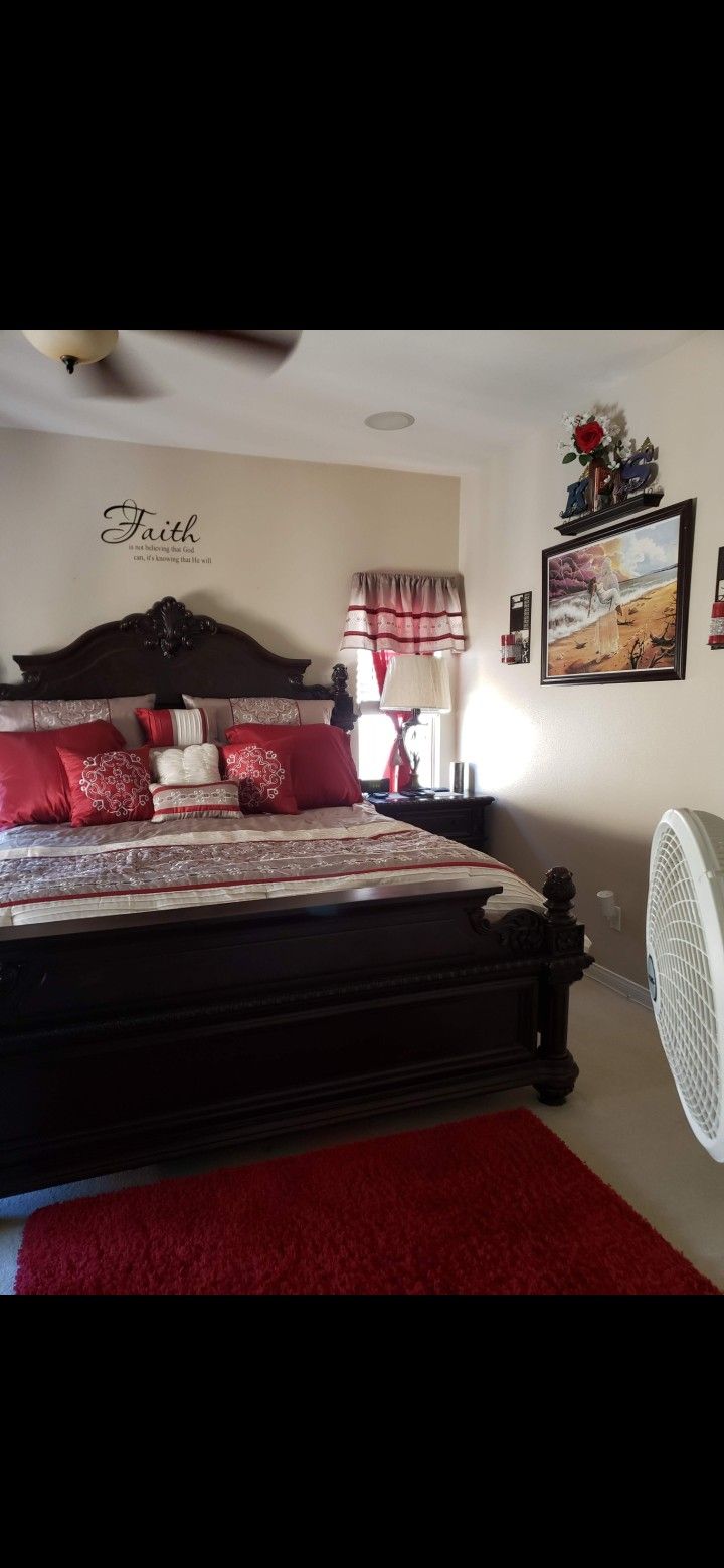 Great Condition -King Wood Bedroom Set