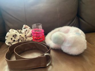 MINNIE EARS, WOMEN’S BELT, FURRY BOW HEADBAND, SCRUNCHIES- ALL IN GOOD CONDITION