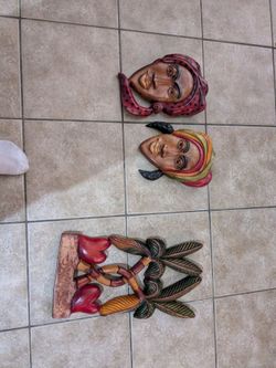 Wood carved Jamaican artwork