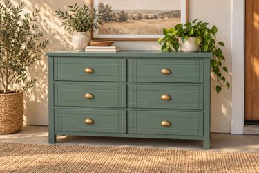 6-Drawer Wood Dresser in Sage Green
