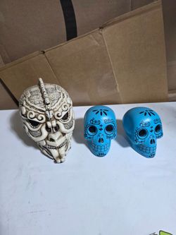 Aztec Quetzalcoatl Snake Cranium Skull Statue Halloween Skeleton Head Figurine