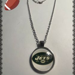 NY Jets Glass Cabochon Necklace 