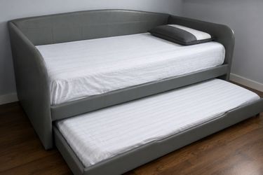 Gray Daybed + Trundle - Both Mattresses included, Like New