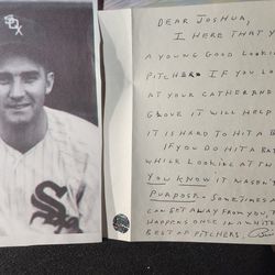 The letter is signed by whitesox pitcher "Billy Pierce". Inspirational  to a young  pitcher w/coa Sports memorabilia