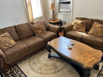 Living couch set, rugs, bedroom set, storage and bed base