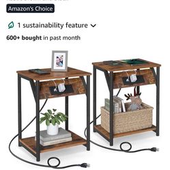 2 End Tables With Charging Station 