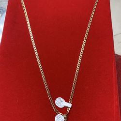 14k Chain & Charm 22inch 13grams New