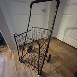 Adjustable Steel Laundry Baskets w/ Wheels, Adult Shopping Cart, Black