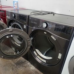 💯LG SET STEAM WASHER AND ELECTRIC DRYER STAINLESS STEEL 