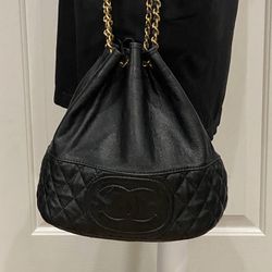 Handbag Hobo Black Chain & Leather Strap 