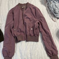 Used Nylon Mauve Bomber Jacket 