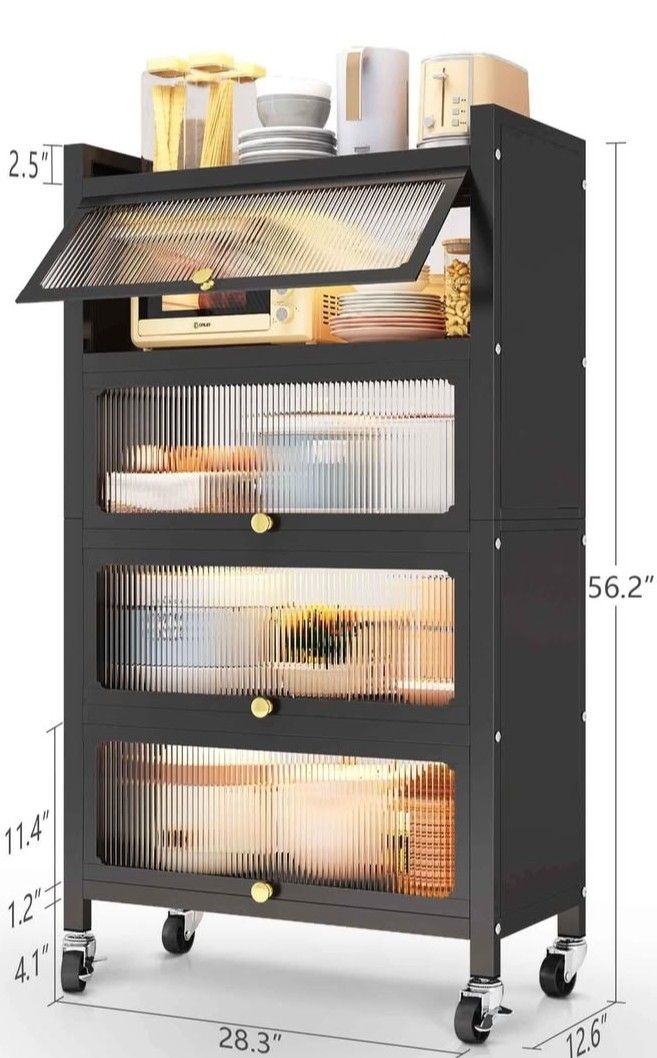 4 door ascent cabinet/ metal/ black, cream/ new open box with packing 👍👍