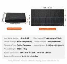 Weed Barrier Landscape Fabric, 4*100FT Heavy Duty Garden Weed Fabric, Woven PP Weed Control Fabric, Driveway Fabric, Geotextile Fabric for Landscaping