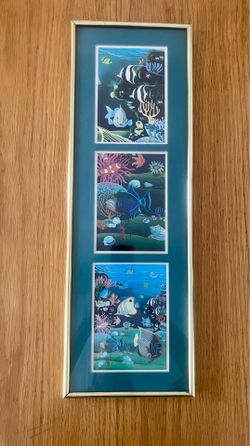 Triple-Panel Tropical Coral Reef Framed Art Print