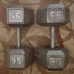 "Do You Even Lift?" Set of 95 lb Hex Dumbbells, $200 obo