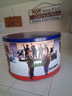 Vintage Military Themed Collectible Popcorn Tin