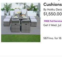 Wicker 9 Pc Outdoor Set 