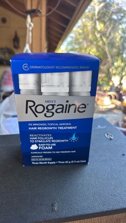 Men’s Rogaine, 5% minoxidil, topical aerosol, hair growth, treatment, sealed set of three