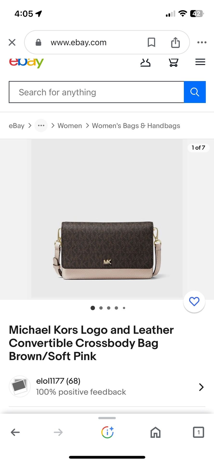 MICHAEL Michael Kors Leather Convertible Crossbody Bag Brown/Soft Pink