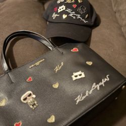 Black Karl Lagerfeld Hat & Hand Bag