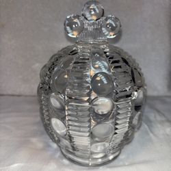 Vintage Indiana Glass Mayflower Dots & Rays Covered Candy Dish Lid