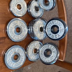 Chrome plated-steel York weights 