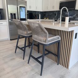 Set of 2, Wicker Rattan 24” Stools - BN06