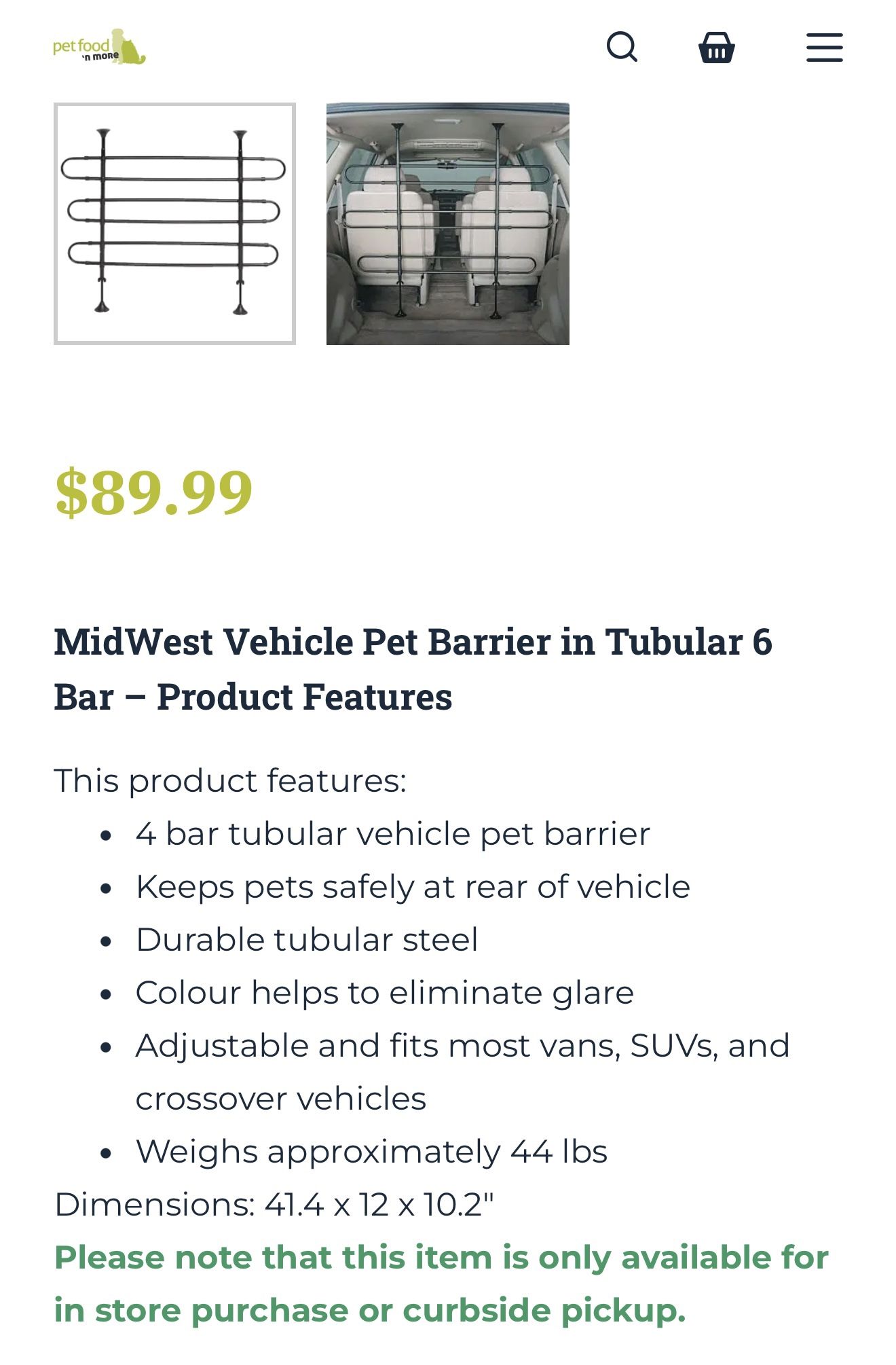 Pet Barrier For A Vehicle Suv