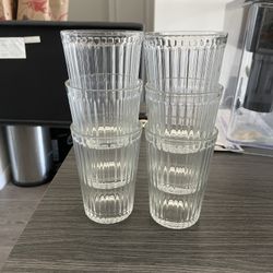 6 Small-Sized Clear Glass Cups
