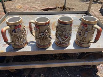 Set of 4 Vintage 1984 Budweiser Los Angeles Olympic Beer Steins (Ceramarte)