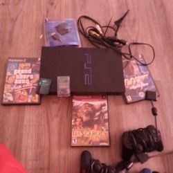 Ps2 And 3 Controllers And 3 Games And 2 Memory Cards And Tv Adapter HDMI 