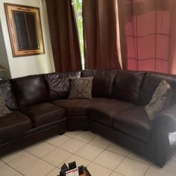 Faux Leather Three Piece Sectional Couch