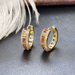  14k Plated Gold Plated Colorful Exquisite Zircon Earrings