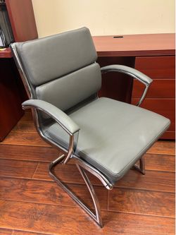 Grey Leather Office Chair (Set of 2)