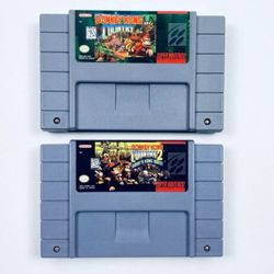 Donkey Kong Country 1 & 2 Super Nintendo SNES Authentic Cart Only Tested & Works