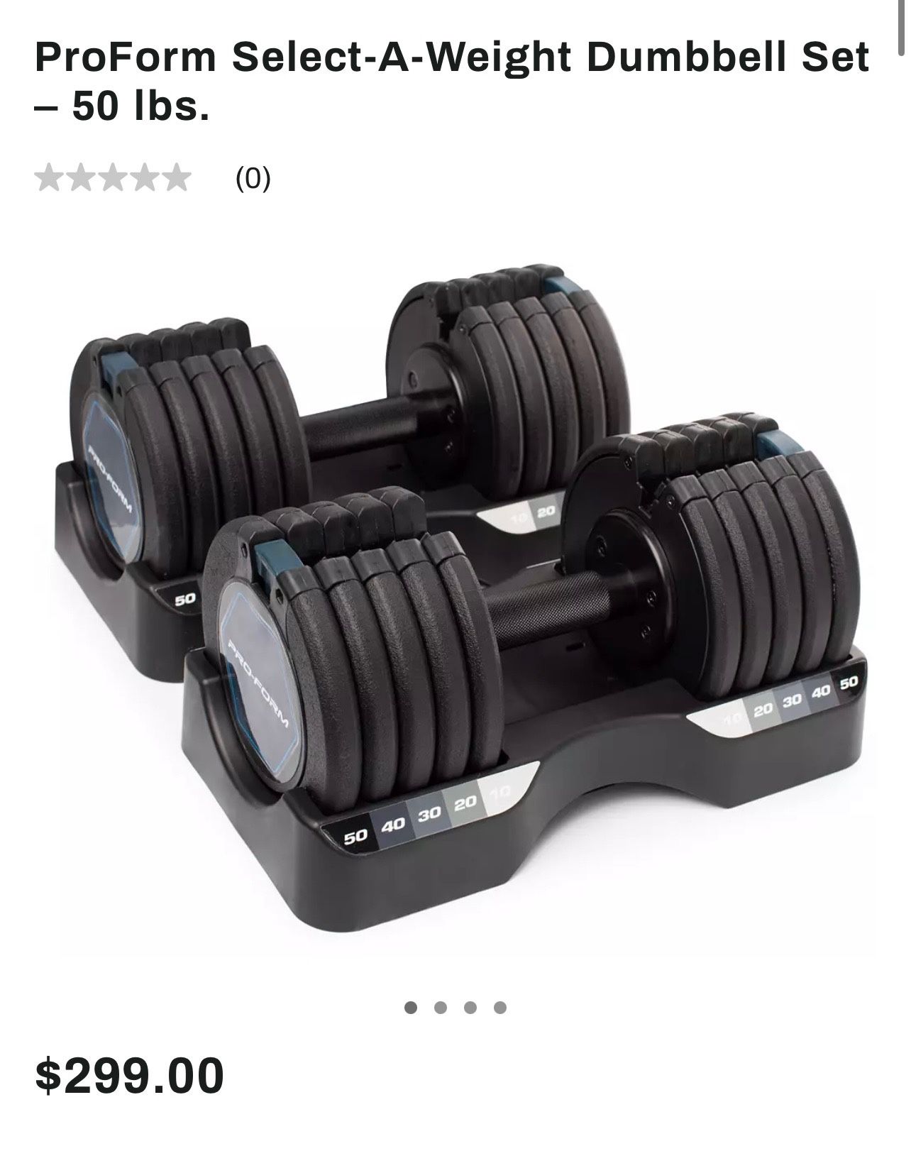 Brand new pro-form 50 Lb select a weight dumbbells