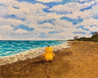 Waddles and Waves Original Acrylic Painting
