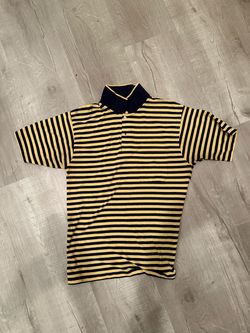 Men’s yellow and blue stripe shirt