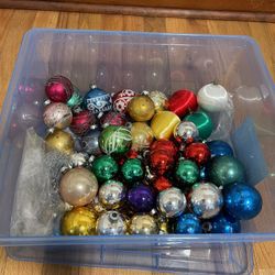 Lot Of 58 Assorted Vintage Glass Christmas Ornaments