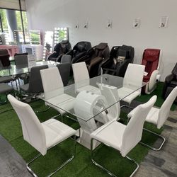 Modern Dining Table with 6 Chairs /Mesa de comedor moderna con 6 sillas