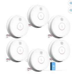 SITERWELL Hardwired Interconnected Smoke Detector, Photoelectric Smoke Alarm,Fire Alarm with Test/Silence Button,6 Packs