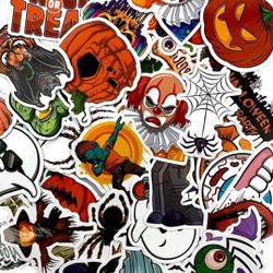 Halloween Stickers 100 Pack Bat Pumpkin Aesthetic Bulk Waterproof for Water Bottles Scrapbooking Laptop,Halloween Party Decorate Sticker for Kids 