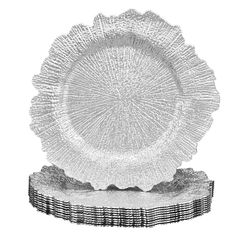 uxcell 50 peace  Reef Charger Plates Bulk, 13 Inch Plastic Floral Charger Plates, Round Plate Chargers for Dinner Wedding Party Event Table Setting De