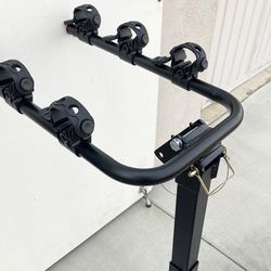 (NEW) in Box $49 Tilt Folding 3-Bike Hitch Mount Rack Bicycle Carrier for 2” Hitch w/ Straps 110 lbs Max