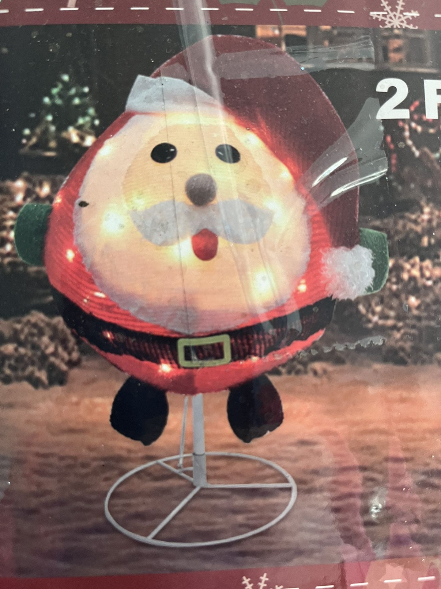 New Lighted Christmas Outdoor Decorations 2FT Santa Claus with LED Lights Pre Lit Pop up Collapsible Easily Metal Stand for Christmas Yard Garden