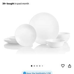 Corelle Vitrelle 18-Piece Service for 6 Dinnerware Set Triple Layer Glass and Chip Resistant,