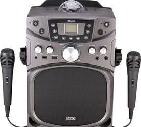 iHome iBT298 Bluetooth All-in-One Karaoke System w/ 2 Microphones Black/Gray