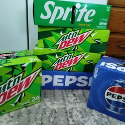 Pop! Mountain Dew, Pepsi, Sprite 12 pks And 24 Pks (Prices Vary!). 