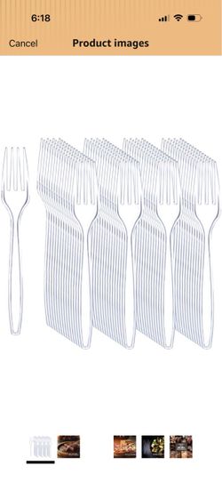 330 Clear Plastic Forks -Disposable Plastic Forks BPA-Free, 6.7-inch Heavy Duty Clear Disposable Cutlery, Suitable for Parties and Restaurants, Perfe